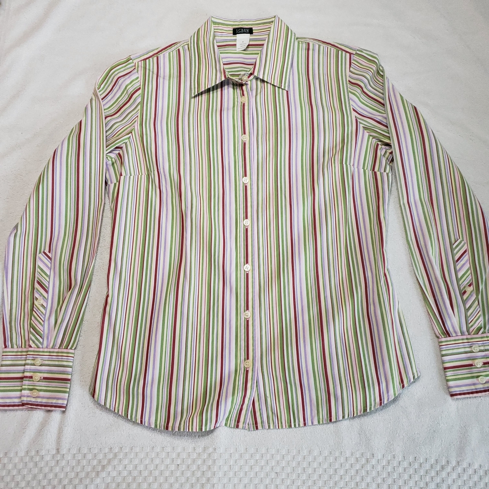 J. Crew Multicolor Striped Button-Down Shirt